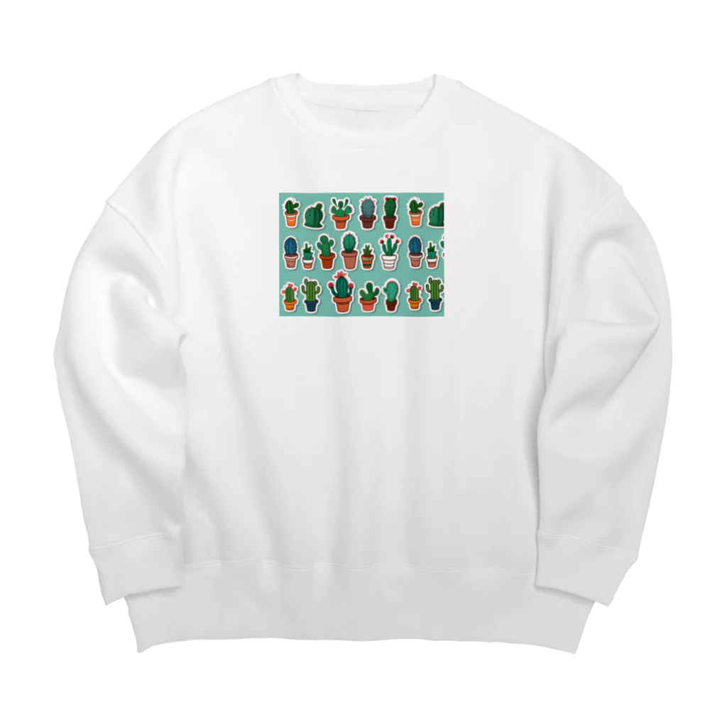 pain08のサボテンくん Big Crew Neck Sweatshirt