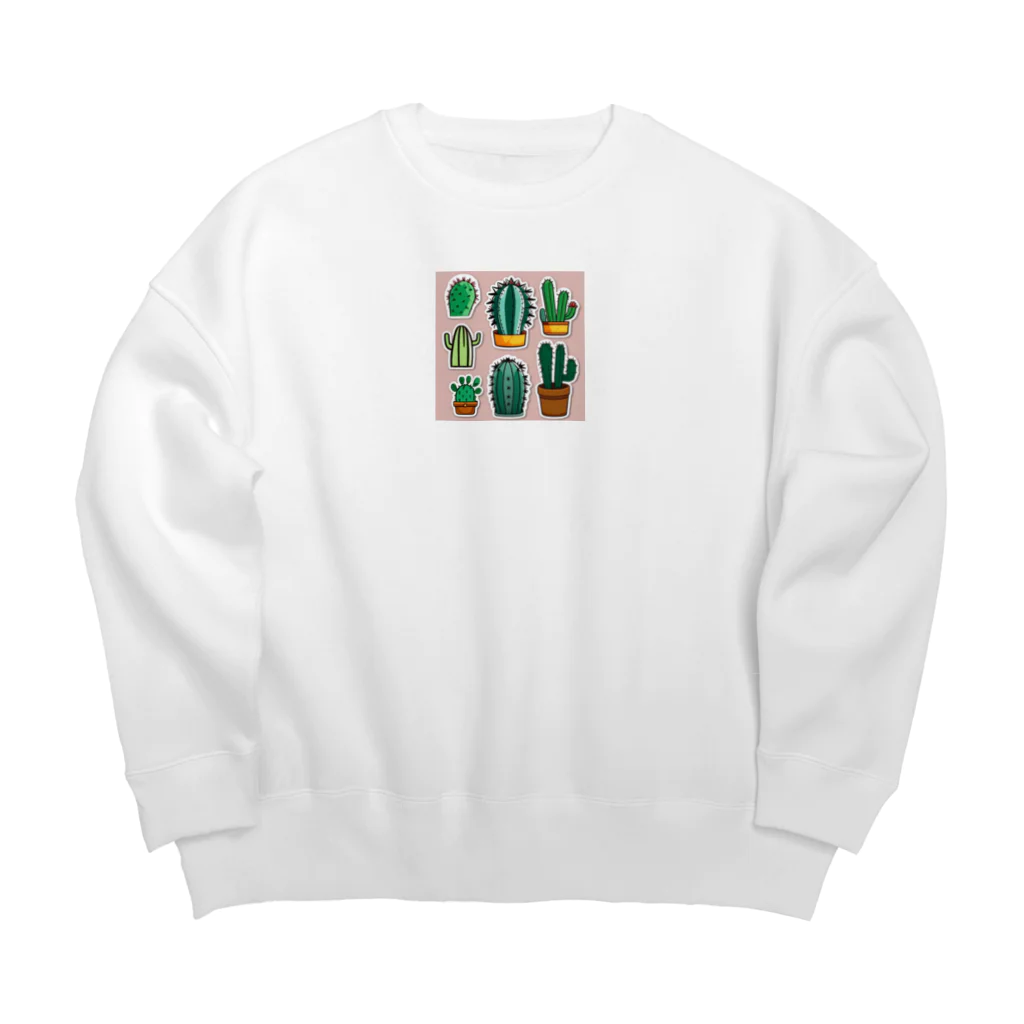 pain08のサボテンくん Big Crew Neck Sweatshirt