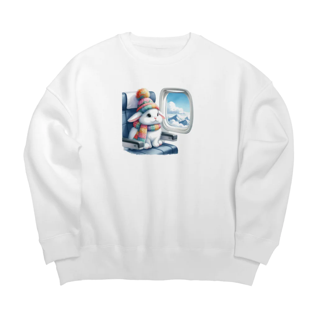 Shiba_IncのSitting rabbit（座るウサギ） Big Crew Neck Sweatshirt