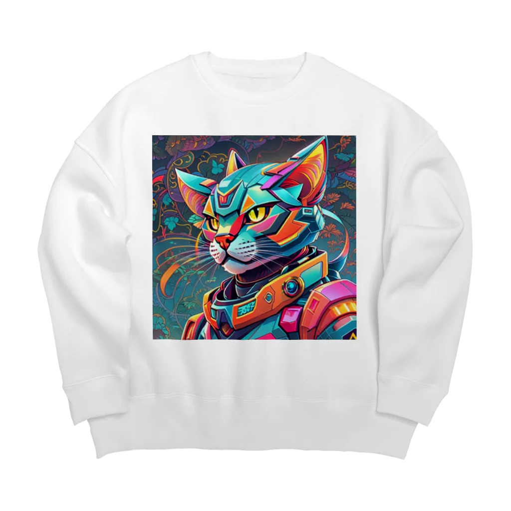 629_CAT_ARTのカラフルメカキャット Big Crew Neck Sweatshirt