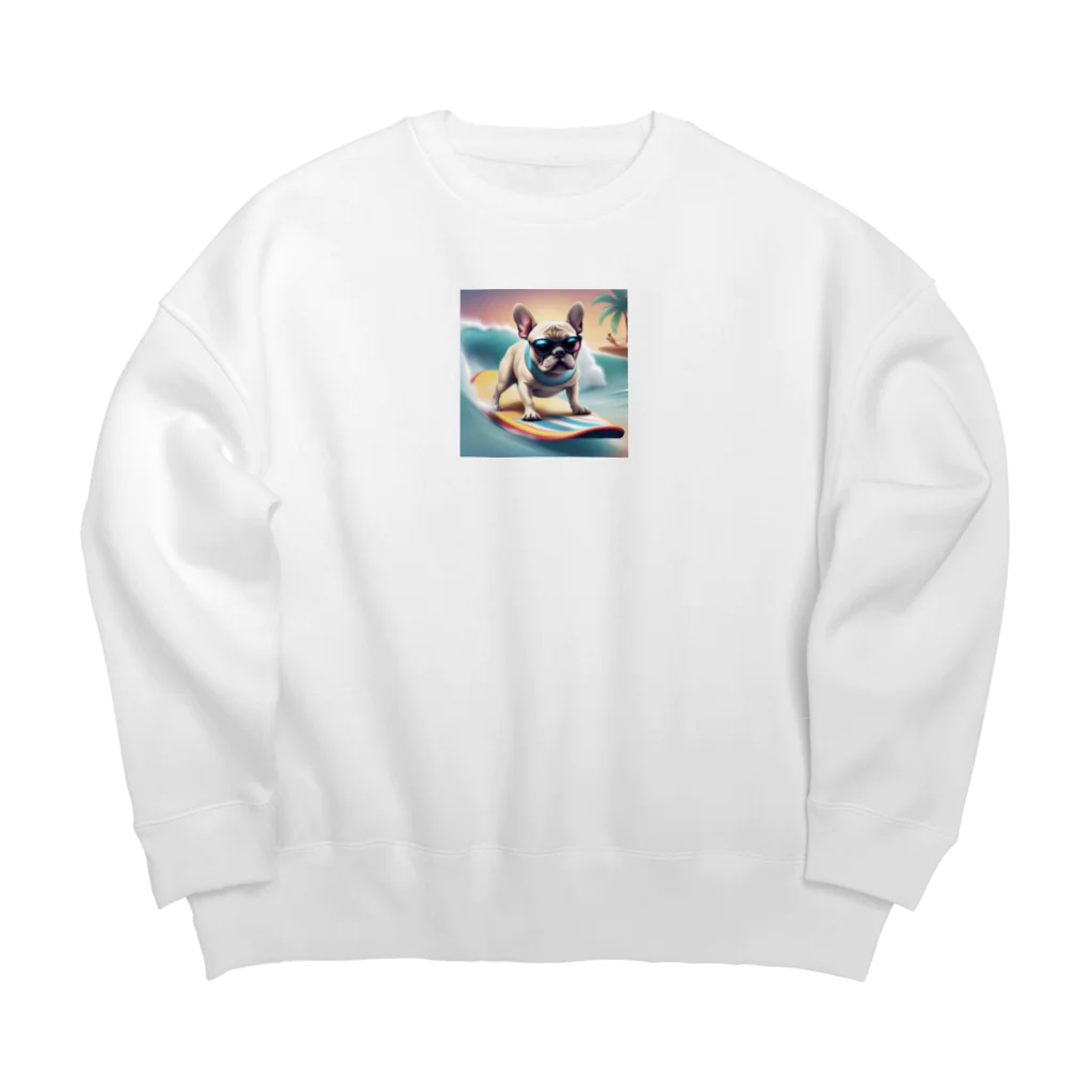 ChicCanvas Boutiqueの波乗りフレンチブルドッグ Big Crew Neck Sweatshirt