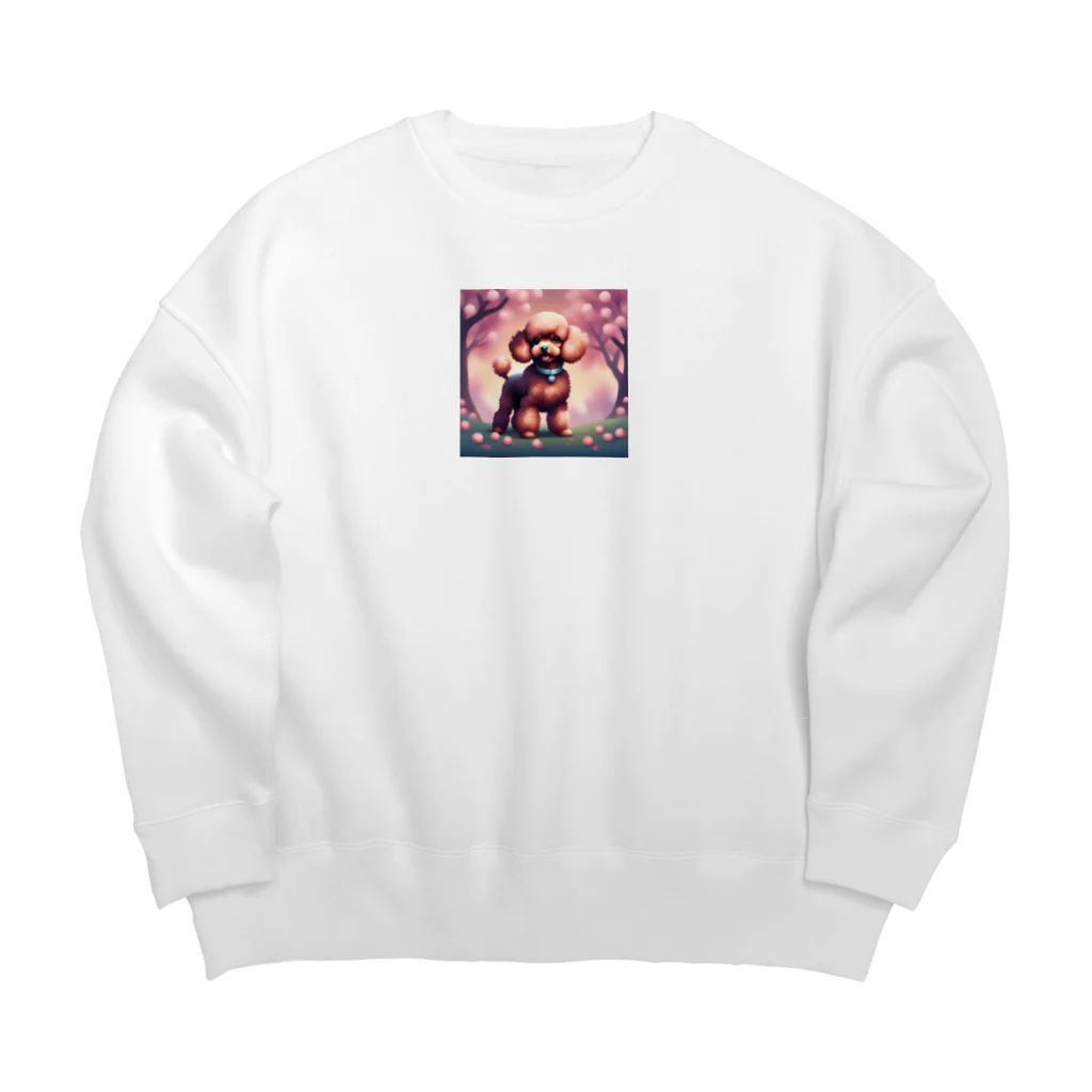 ChicCanvas Boutiqueの桜舞い散る中でたたずむ可愛いトイプードル Big Crew Neck Sweatshirt