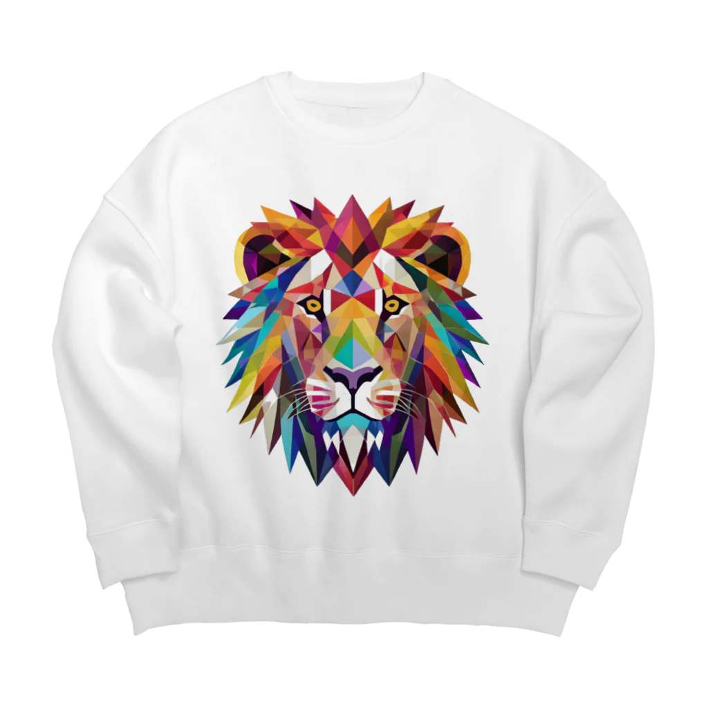 こもれびのカラフルなライオン Big Crew Neck Sweatshirt