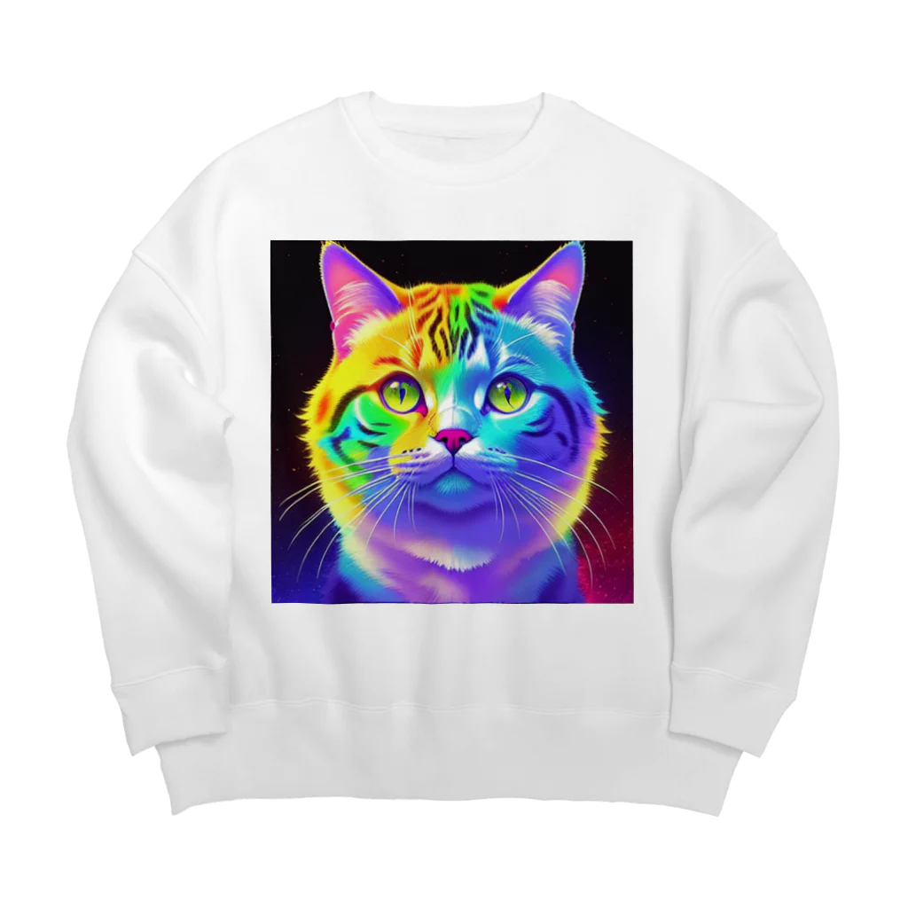 629_CAT_ARTのカラフルサイバーキャット vol3 Big Crew Neck Sweatshirt