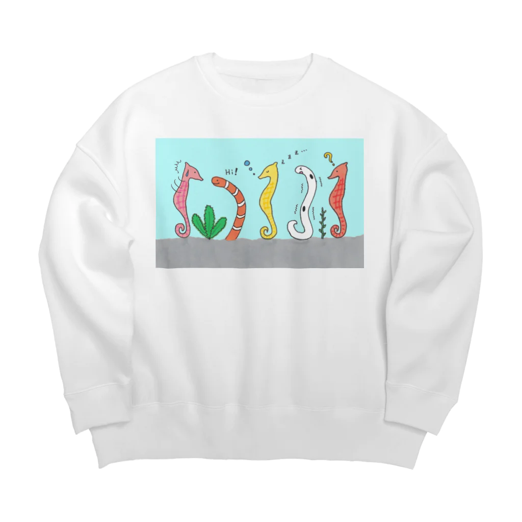 森図鑑の[森図鑑] 仲間に入れて（背景水色） Big Crew Neck Sweatshirt