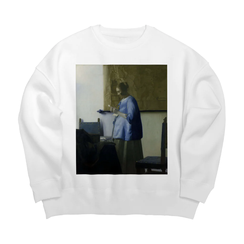 世界美術商店の青衣の女 / Woman Reading a Letter Big Crew Neck Sweatshirt