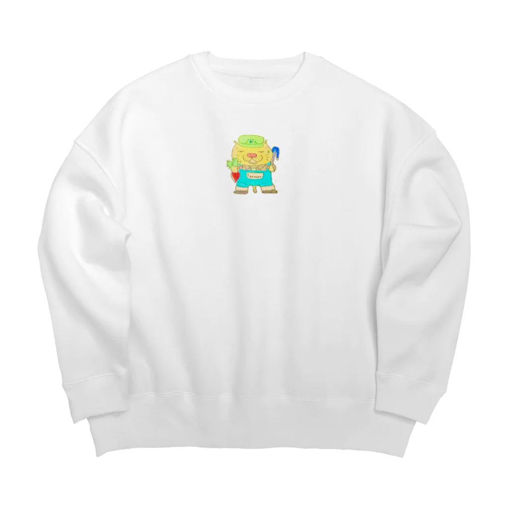 マティリアルの可愛い猫の農家さん Big Crew Neck Sweatshirt