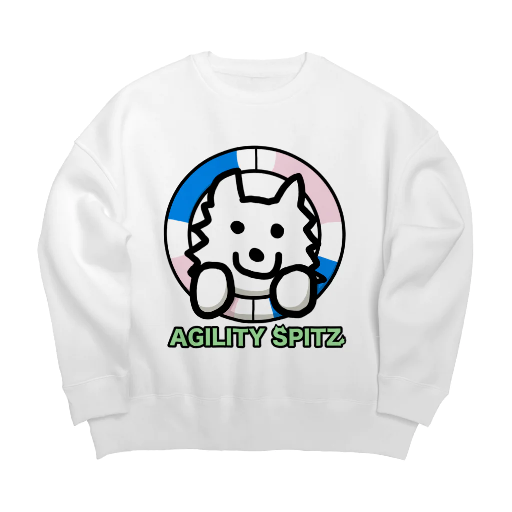 ehime@けだま&もち＆すみのAGILITY SPITZ「タイヤからこんにちは！」 Big Crew Neck Sweatshirt