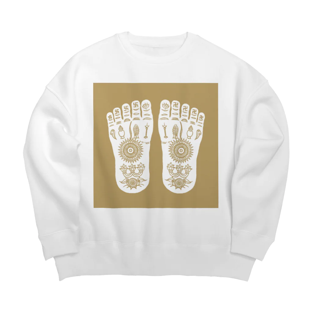 ブッディズムの仏足ベージュ Big Crew Neck Sweatshirt