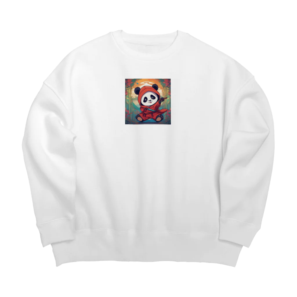 動物大好き＠たつまるの忍者　子パンダ参上 Big Crew Neck Sweatshirt