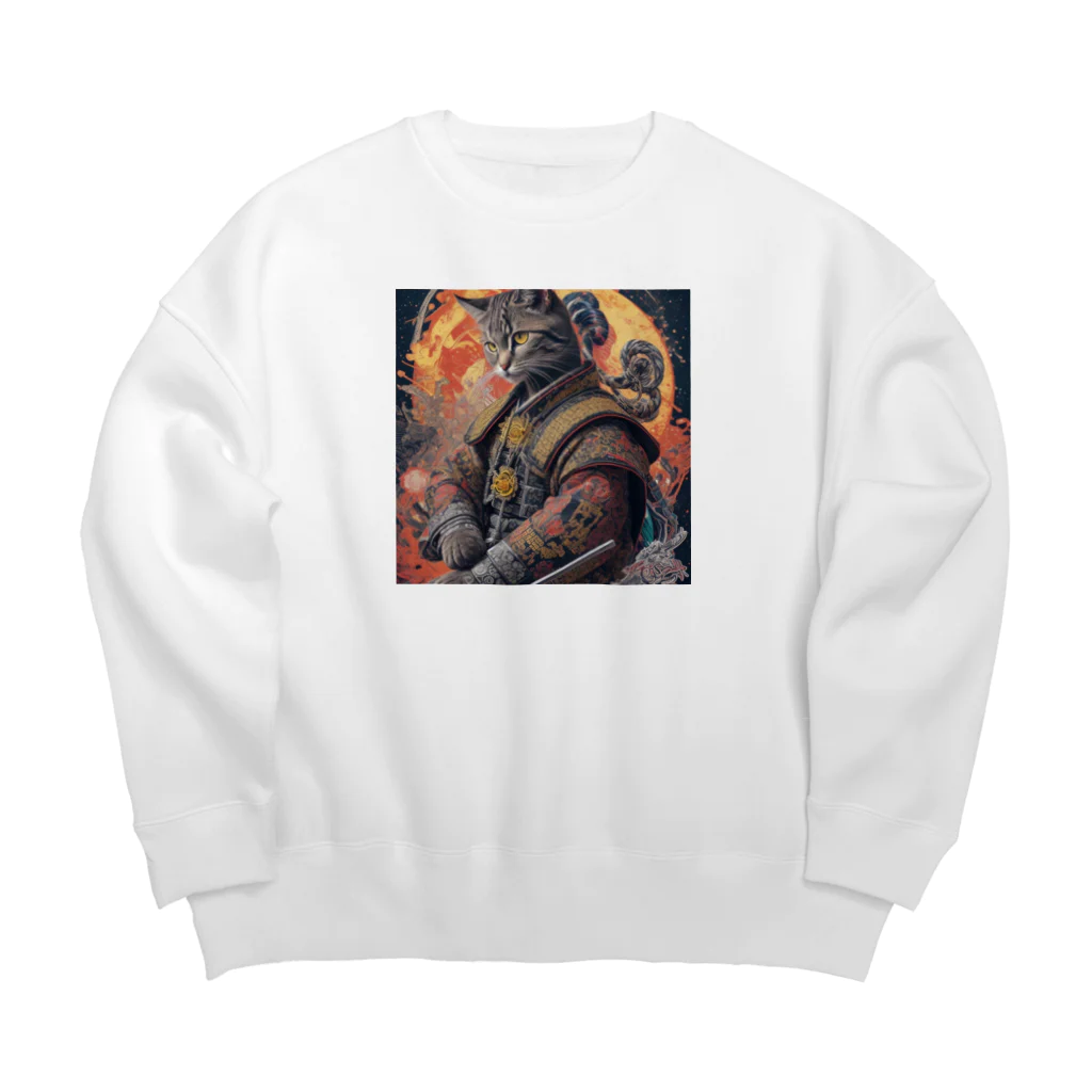 ZZRR12の「猫舞う戦士の神響：武神の至高の姿」 Big Crew Neck Sweatshirt