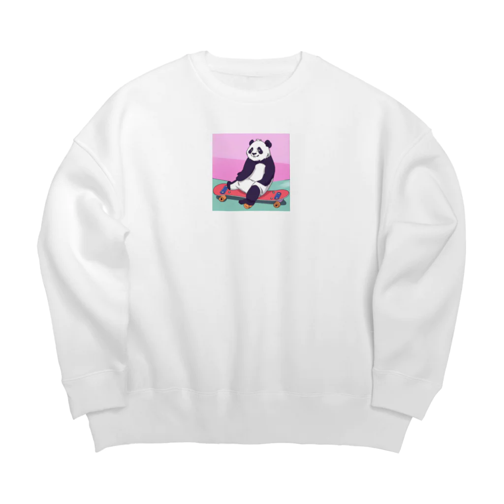 yacco-のお店のある日のぱんだ Big Crew Neck Sweatshirt