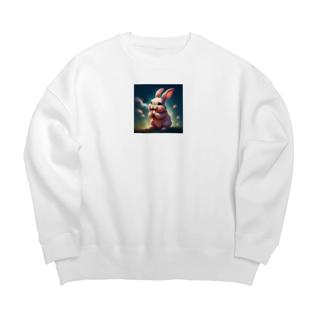 鼻かむうさぎのお願いうさぎ Big Crew Neck Sweatshirt