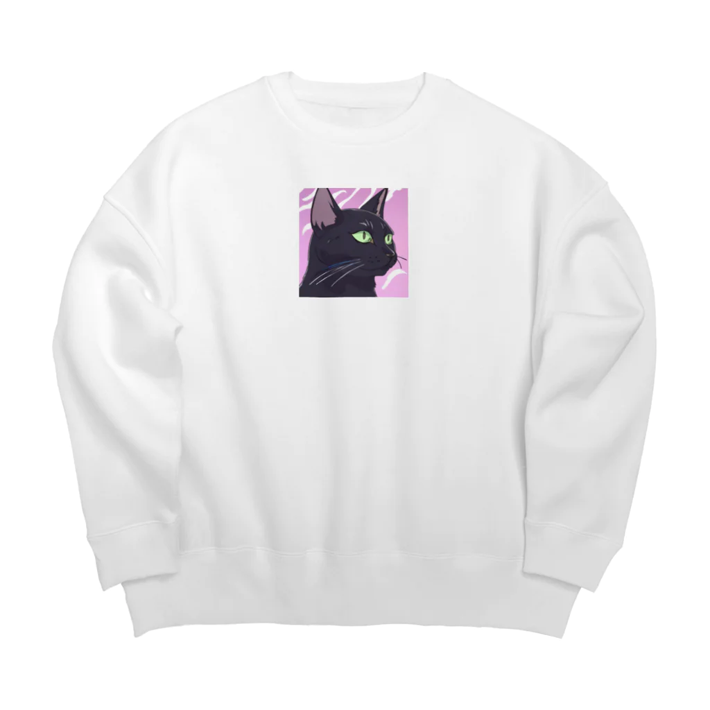 73GTCのかっこいい黒猫3 Big Crew Neck Sweatshirt