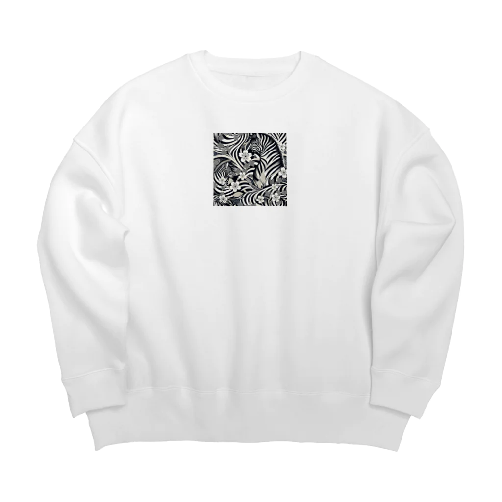 raio-nのモダン和風シマウマ Big Crew Neck Sweatshirt