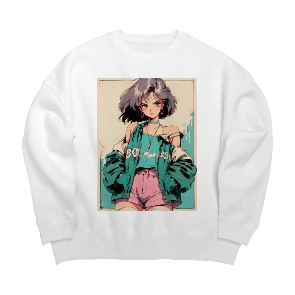 80s pop anime artの信じられないほど理不尽な学生 Big Crew Neck Sweatshirt