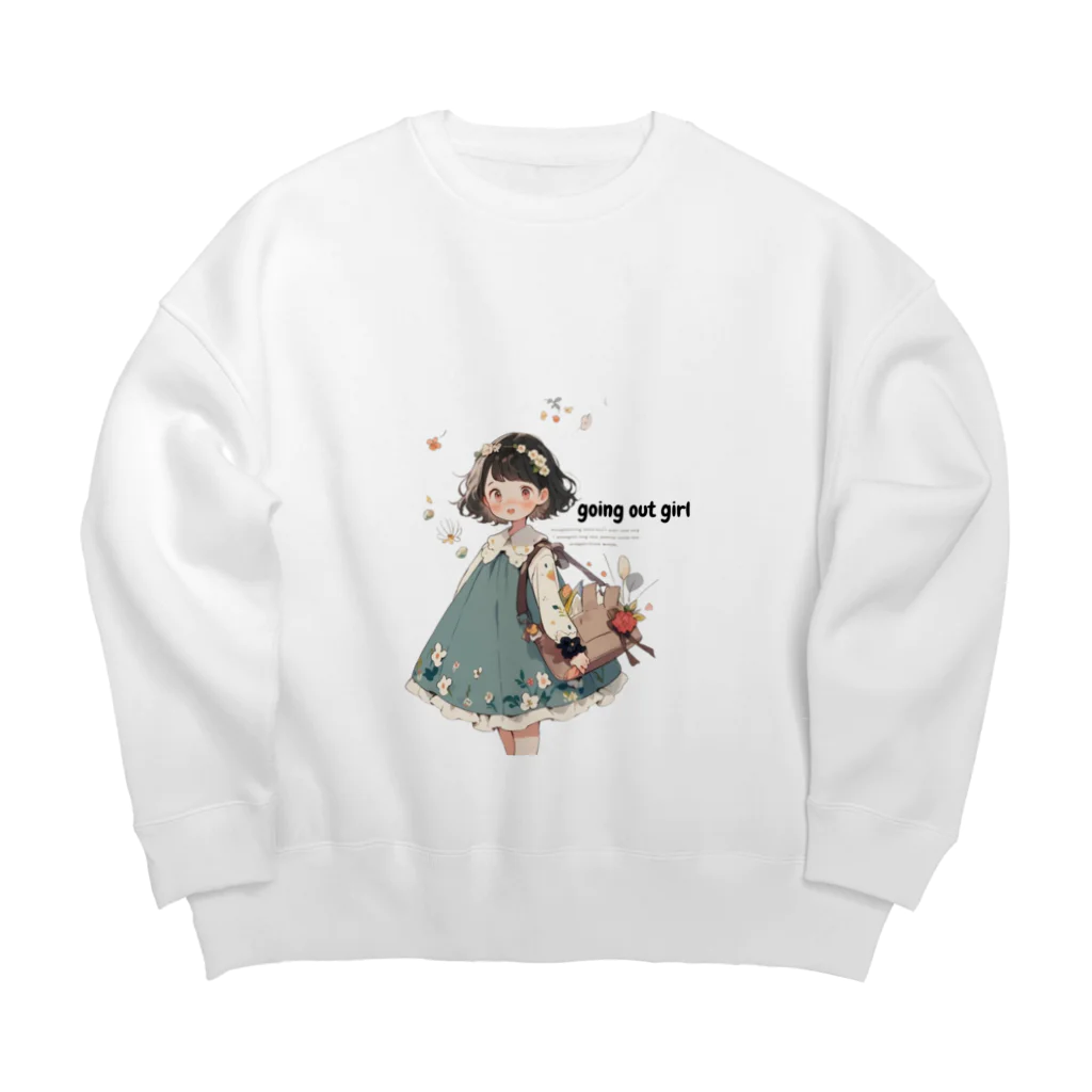 piyotanpiのgoing out girl Big Crew Neck Sweatshirt