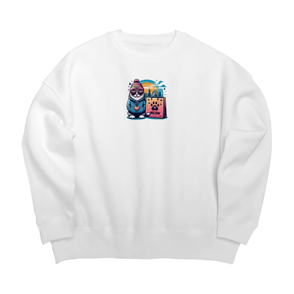 PaletteProdigyの猫のシティライフ Big Crew Neck Sweatshirt