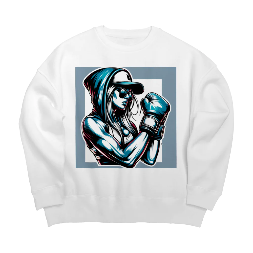 NATTOMOのボクシング女子 Big Crew Neck Sweatshirt