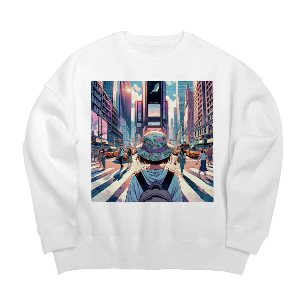 Artful Whiskersの一人旅の少女 Big Crew Neck Sweatshirt