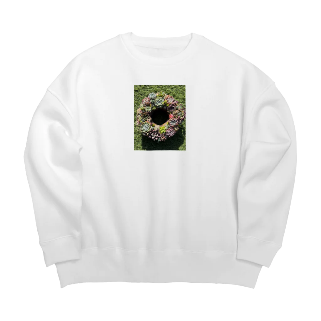 Echeveria_Masterの多肉のリースちゃん♡ Big Crew Neck Sweatshirt