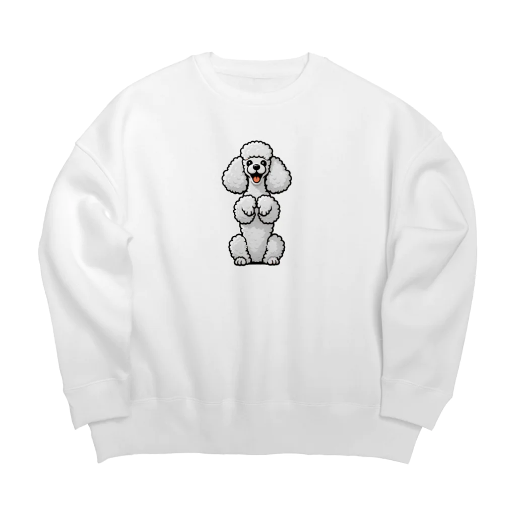 COCO SHOPのホワイトカラーのプードル（ちんちんポーズ） Big Crew Neck Sweatshirt