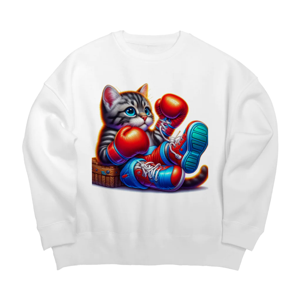 ニャーちゃんショップのボクサーになった猫 Big Crew Neck Sweatshirt