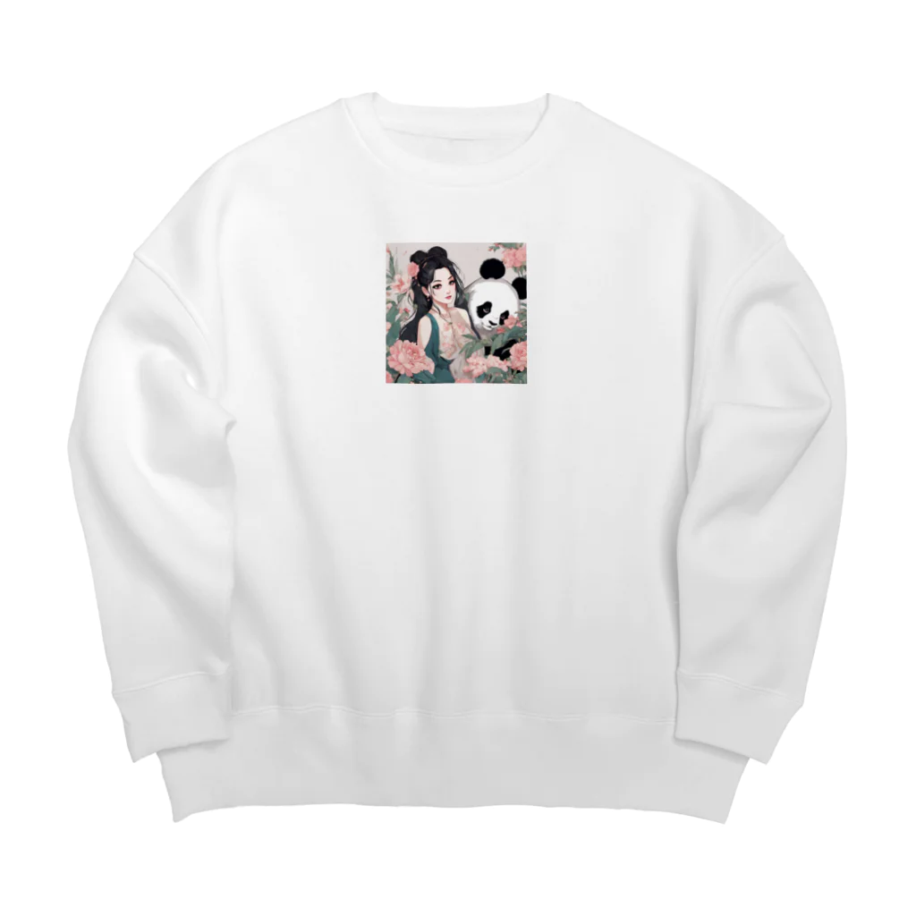 アニマルズの美女とパンダ Big Crew Neck Sweatshirt