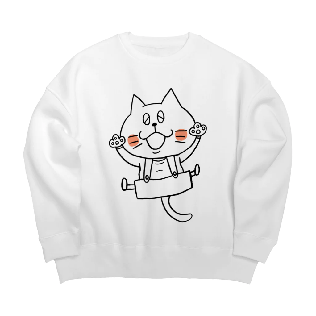 猫沢商店の猫のボン太グッズ（黒線） Big Crew Neck Sweatshirt