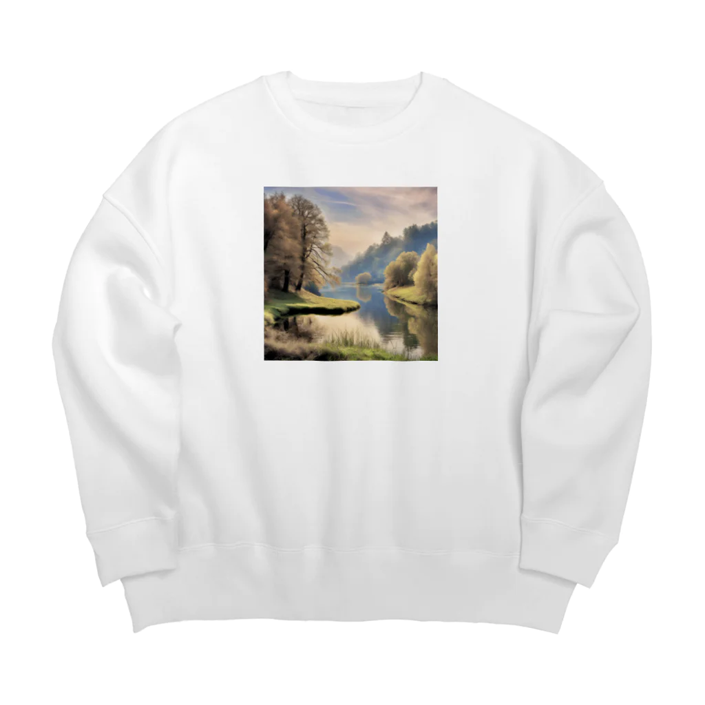 maikoのショップの静かな川辺の風景 Big Crew Neck Sweatshirt