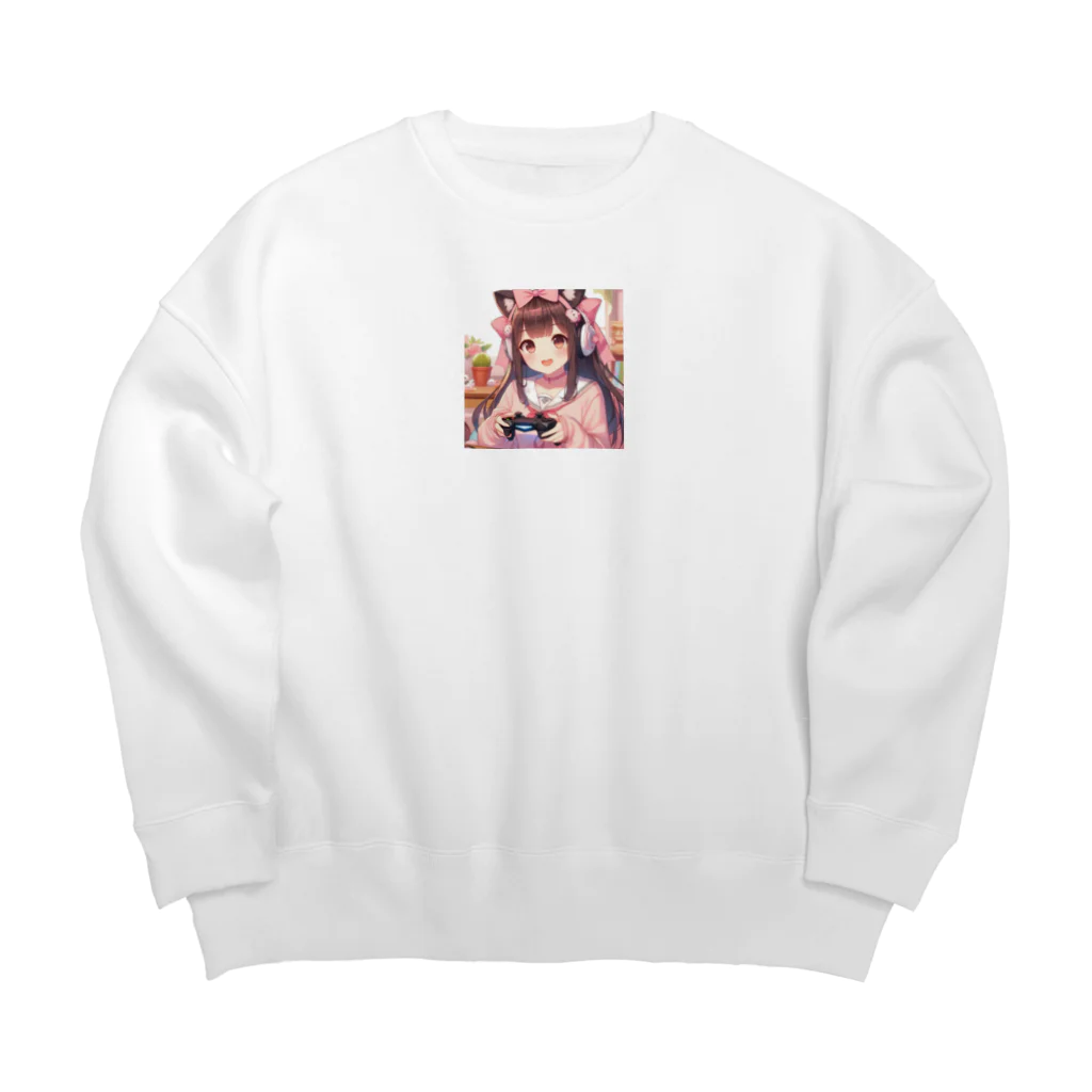 luckyTigerのゲーム女子 Big Crew Neck Sweatshirt