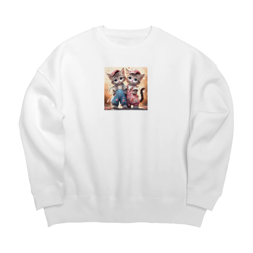 zhaoyushuangの可愛い子猫イラスト Big Crew Neck Sweatshirt