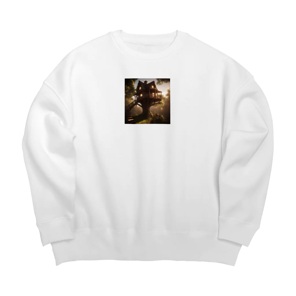 AI Imaginationのツリーハウスのイラストグッズ Big Crew Neck Sweatshirt