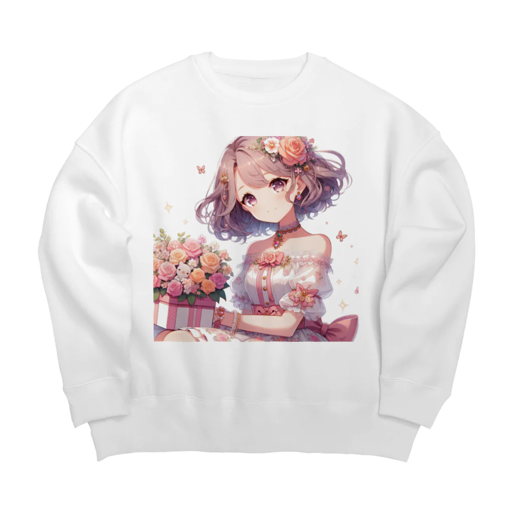 raio-nの春の花畑と少女 Big Crew Neck Sweatshirt