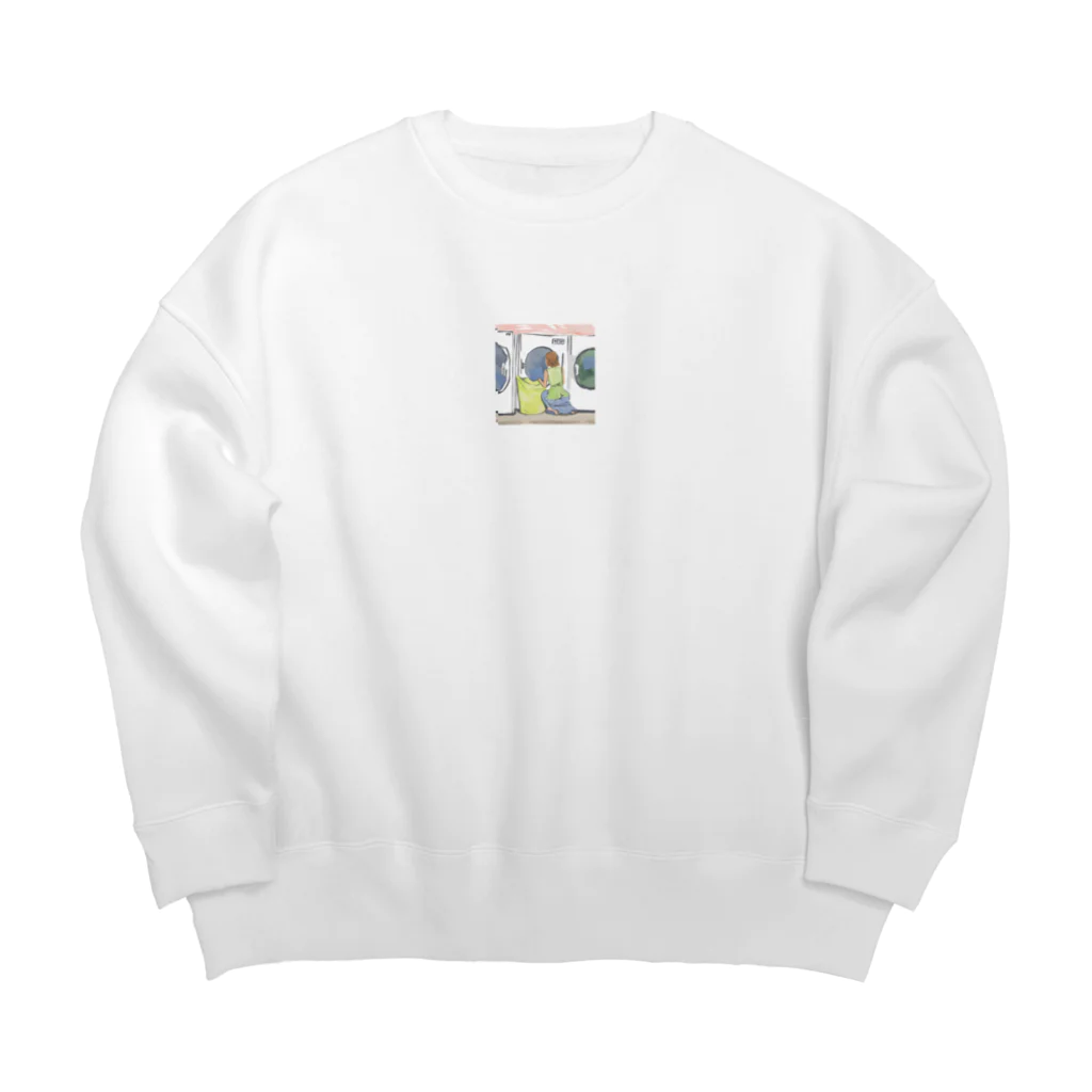 taka matsuのコインランドリーで覗き込む女性 Big Crew Neck Sweatshirt