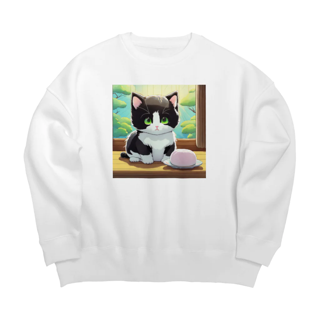 yoiyononakaのお餅と白黒猫 Big Crew Neck Sweatshirt