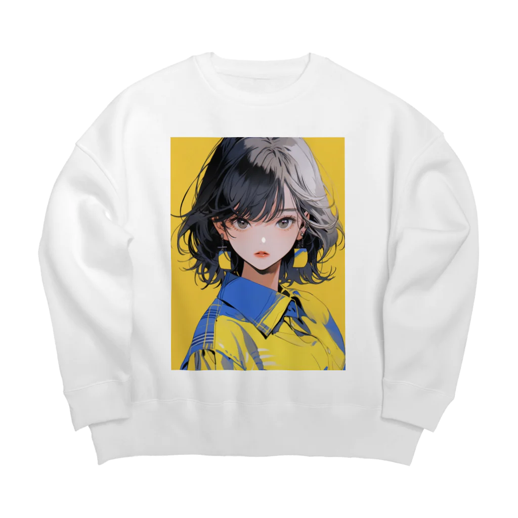 yanagi029のワイシャツ女子 Big Crew Neck Sweatshirt