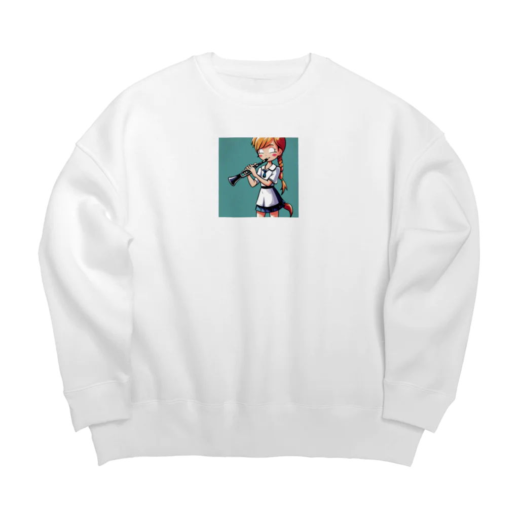 ほっこり絵音舎のクラ吹き少女の れいなちゃん！ Big Crew Neck Sweatshirt