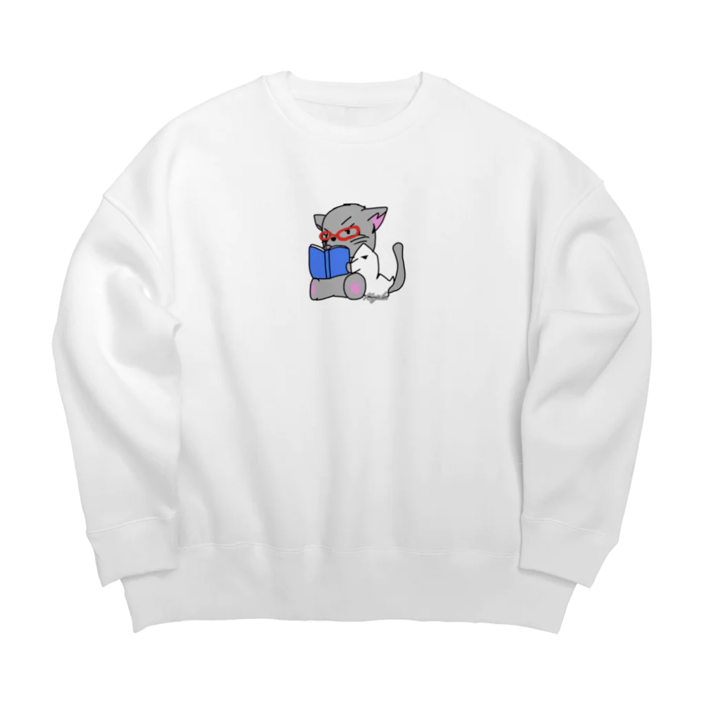 Kujakuの朗読猫 Big Crew Neck Sweatshirt