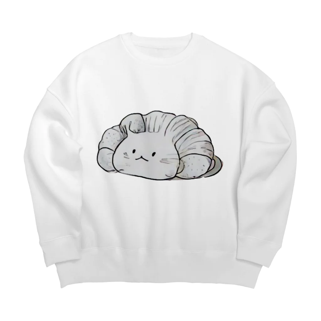 姫とすずり。のクロワッサンねこ Big Crew Neck Sweatshirt