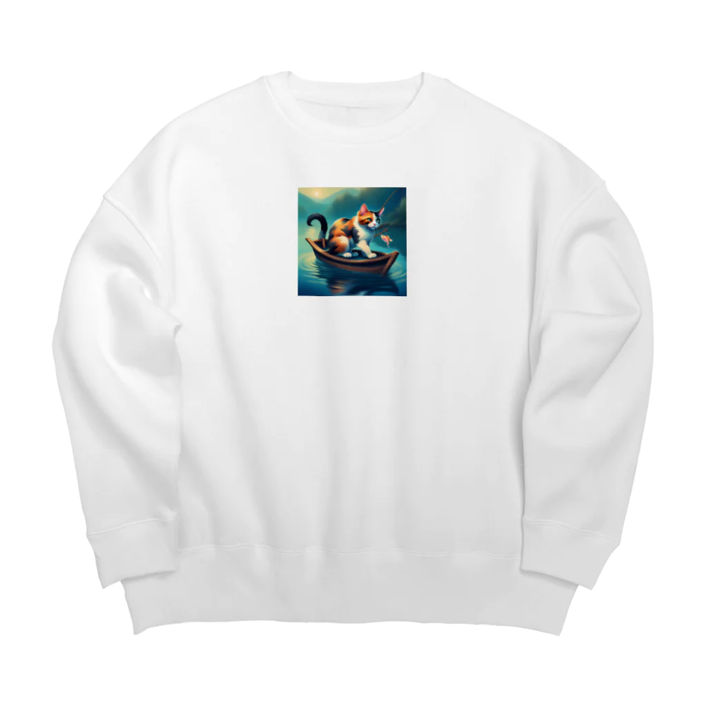 桜猫店-sakuraneko-の釣り猫君 Big Crew Neck Sweatshirt