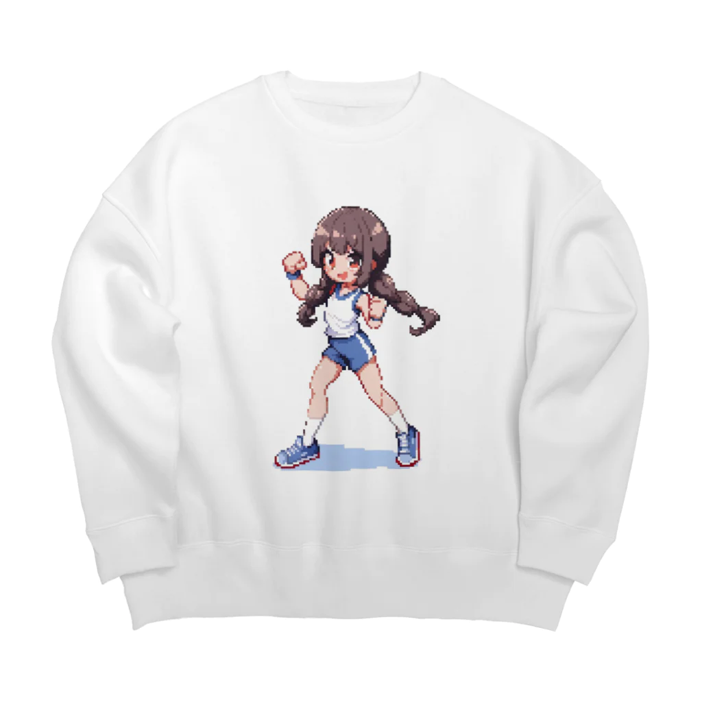 シロクマペンギンのドット絵体操服の女の子 ビッグシルエットスウェット