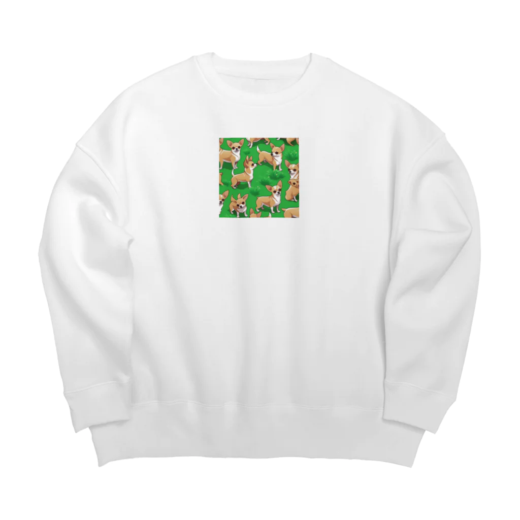 guppy_papaの小さな体に大きな魅力。ちわわのアートで心地よい癒しタイム Big Crew Neck Sweatshirt