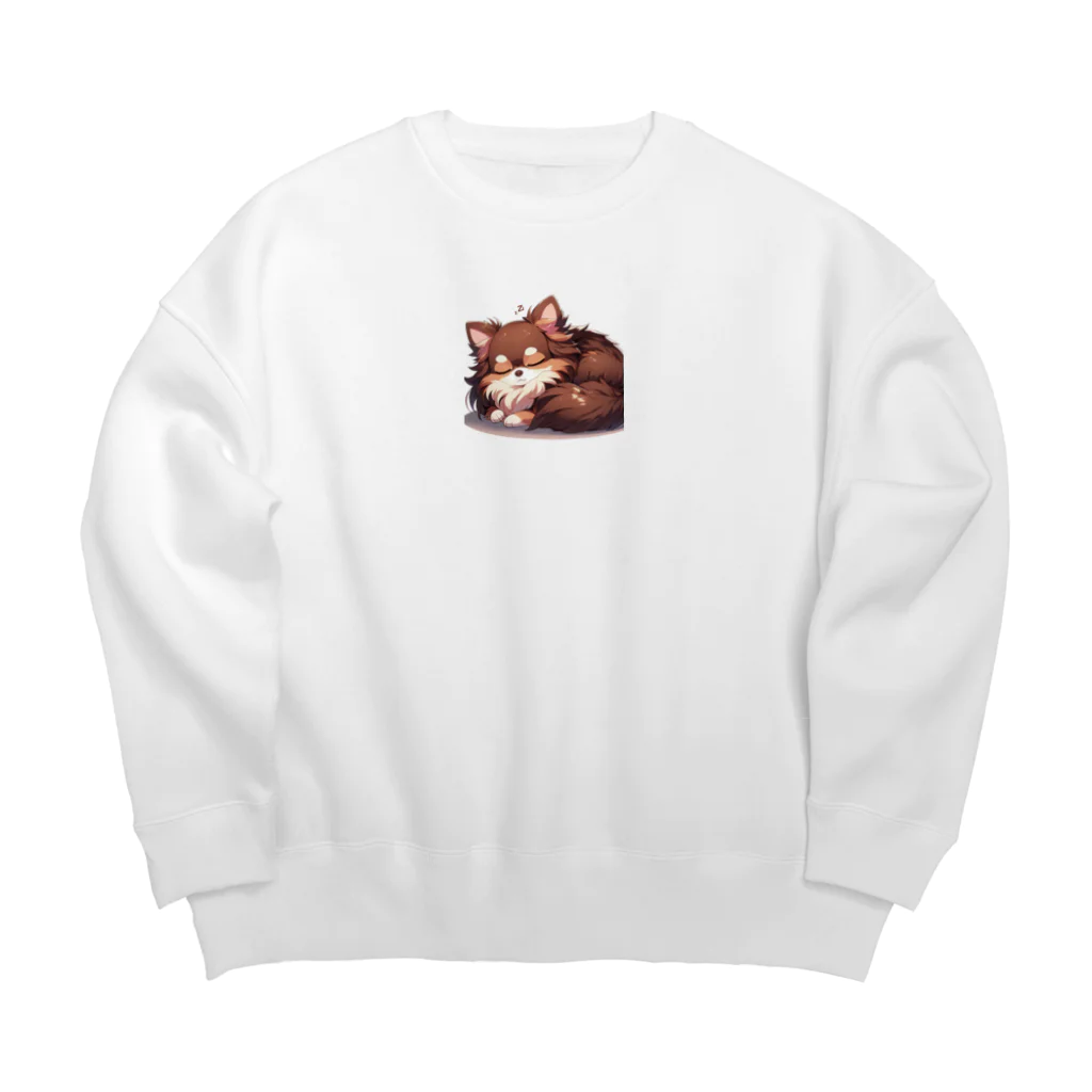 AutoArtistryのかわいいロングコートチワワ　アニメ風グッズ（おやすみバージョン） Big Crew Neck Sweatshirt