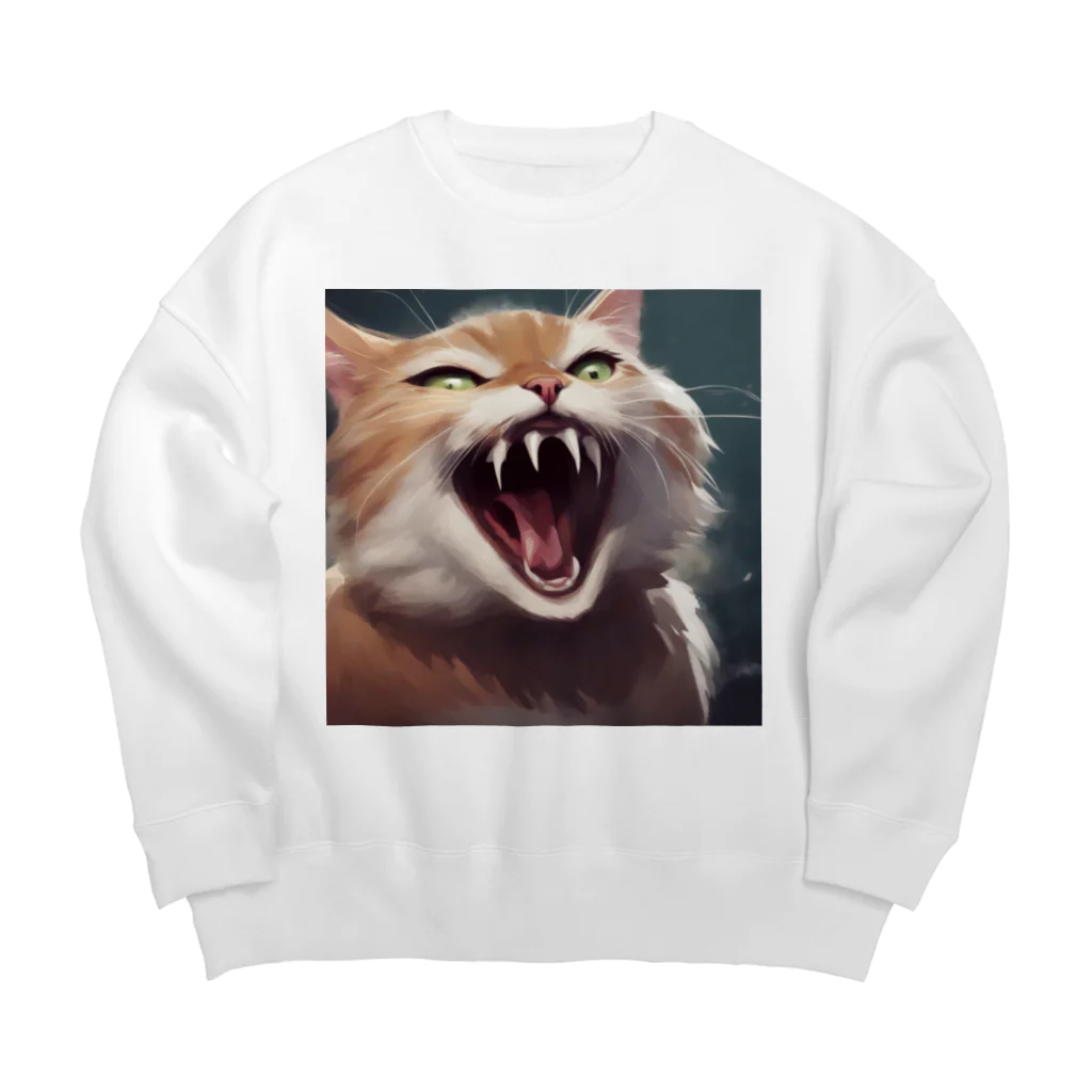 oekakishopのシャーッする猫 Big Crew Neck Sweatshirt