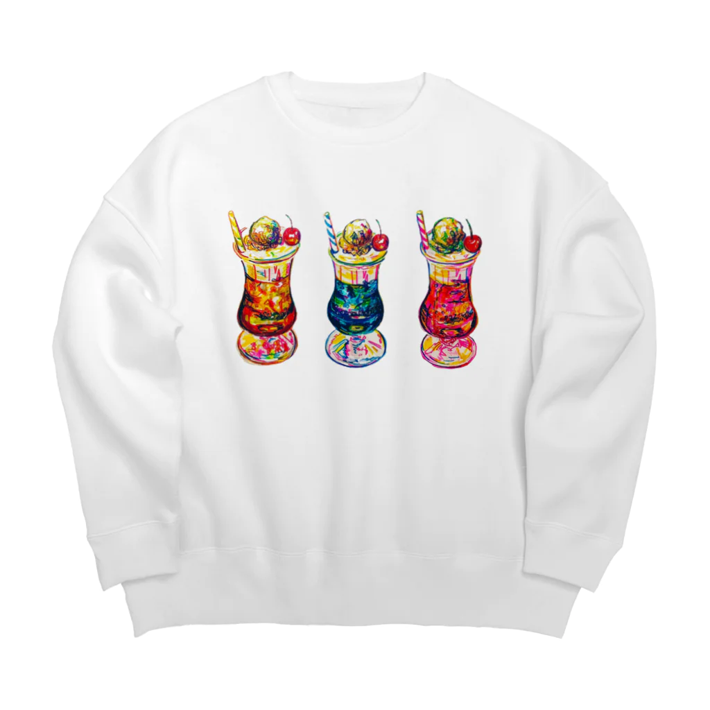 しゃけどうふの可愛いクリームソーダ Big Crew Neck Sweatshirt