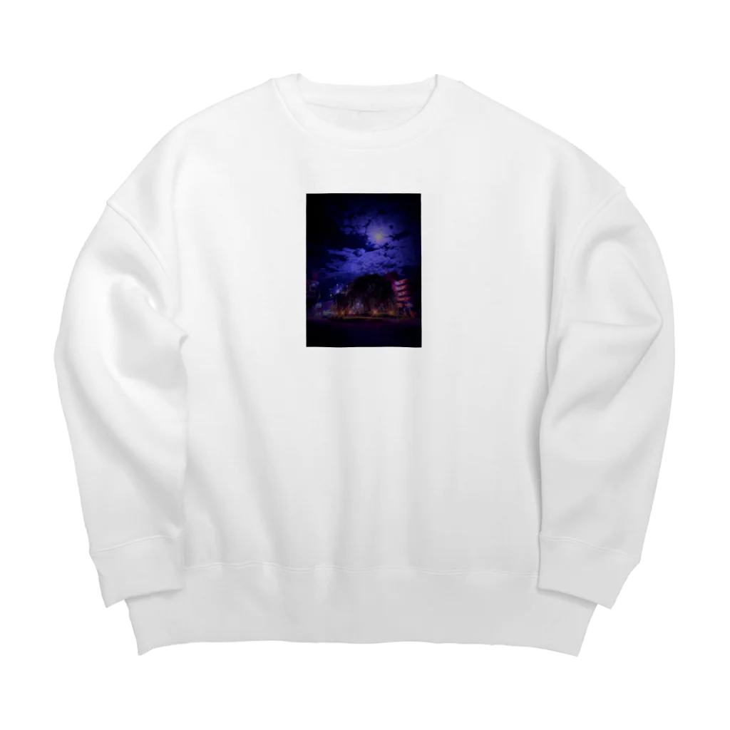 華の蒼い夜に Big Crew Neck Sweatshirt