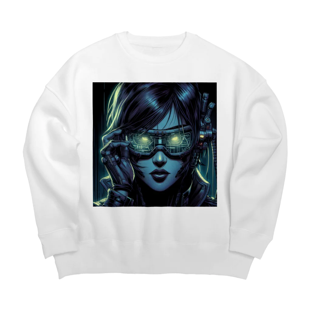 kangekiのサイバーパンクガールNo.21 Big Crew Neck Sweatshirt