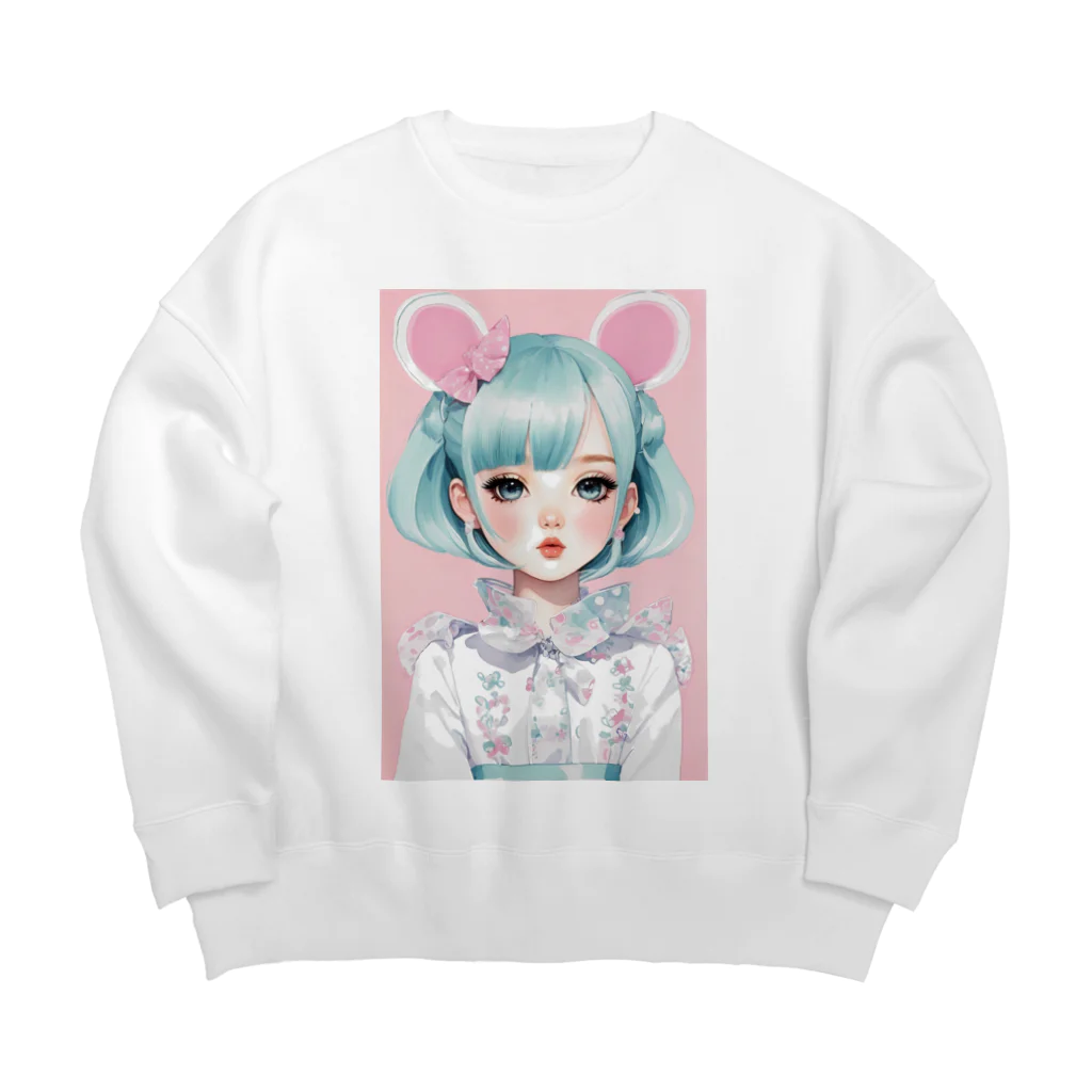 AI-srt-designのスウィート・ミント・ドリーミング・ガール Big Crew Neck Sweatshirt