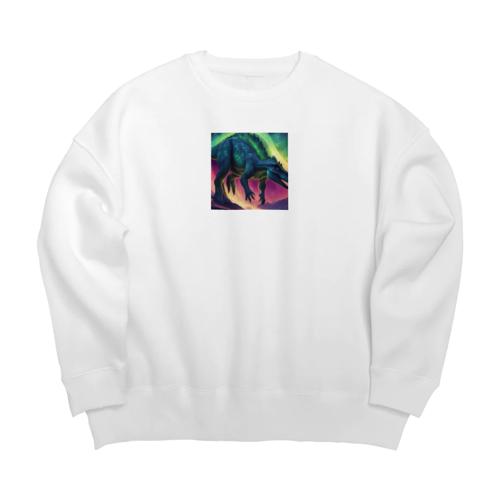 Superherooのオーロラのような発光をする恐竜 Big Crew Neck Sweatshirt